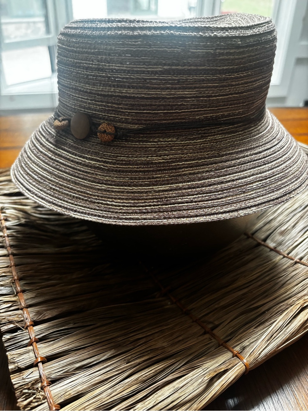 croft & barrow Brown Straw Sun Visor Hat with Bead Accent - Picture 11 of 11
